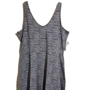 XL Navy Blue / White Striped Knit Dress